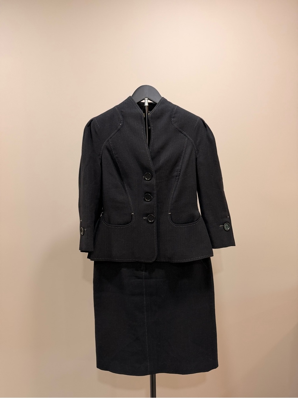 Max Studio Black Tailored Two-Piece Skirt Suit